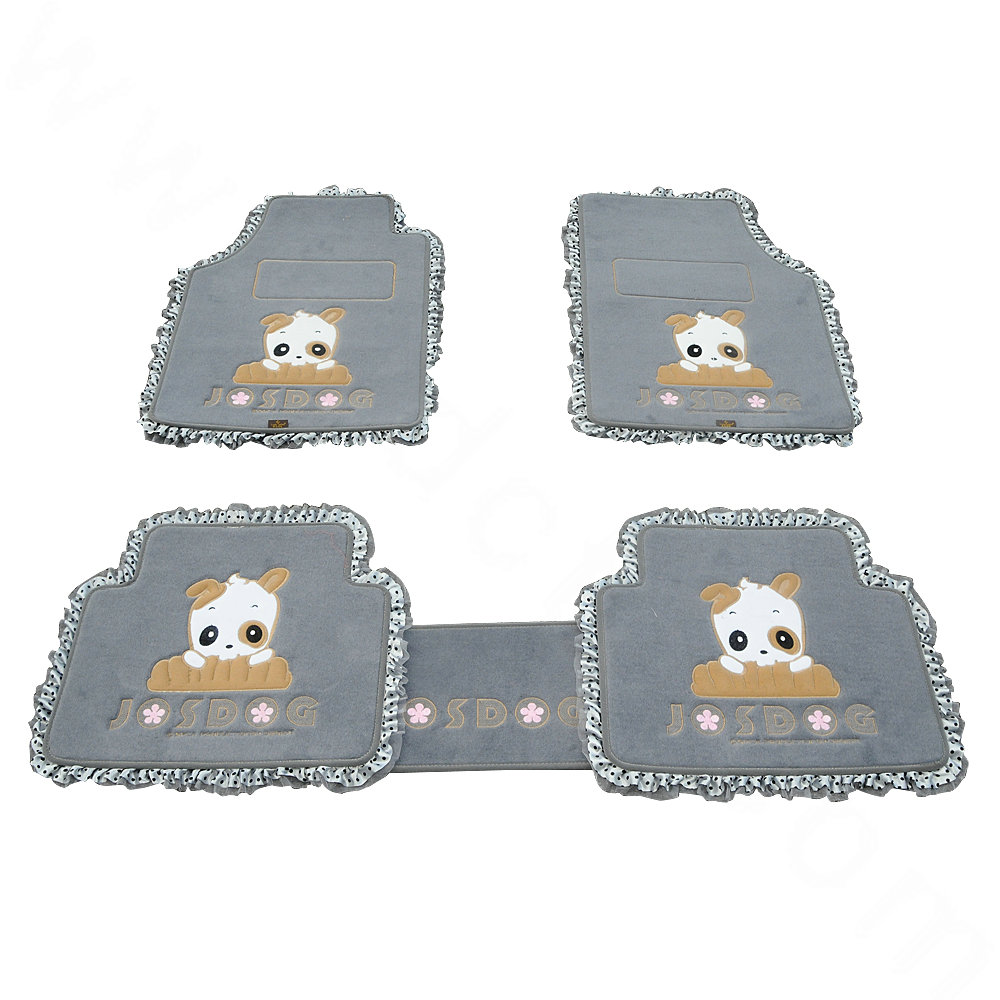 New Pickup Lace Universal Front Rear Carpet Josdog Car Floor Mats Plush 5pcs Sets For Girls - Grey