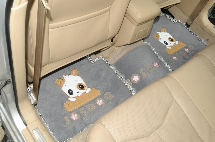 New Pickup Lace Universal Front Rear Carpet Josdog Car Floor Mats Plush 5pcs Sets For Girls - Grey