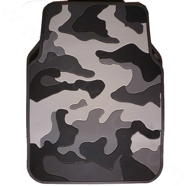 Personalised Camo Universal Auto Carpet Waterproof Car Floor Mats Rubber 5pcs Sets - Gray