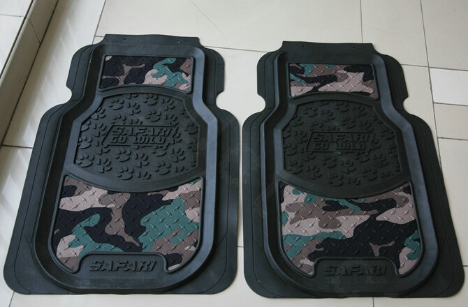 Personalised Camo Universal Large Carpet Waterproof Car Floor Mats Rubber 2pcs Sets - Green