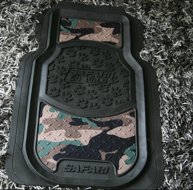 Personalised Camo Universal Large Carpet Waterproof Car Floor Mats Rubber 2pcs Sets - Green