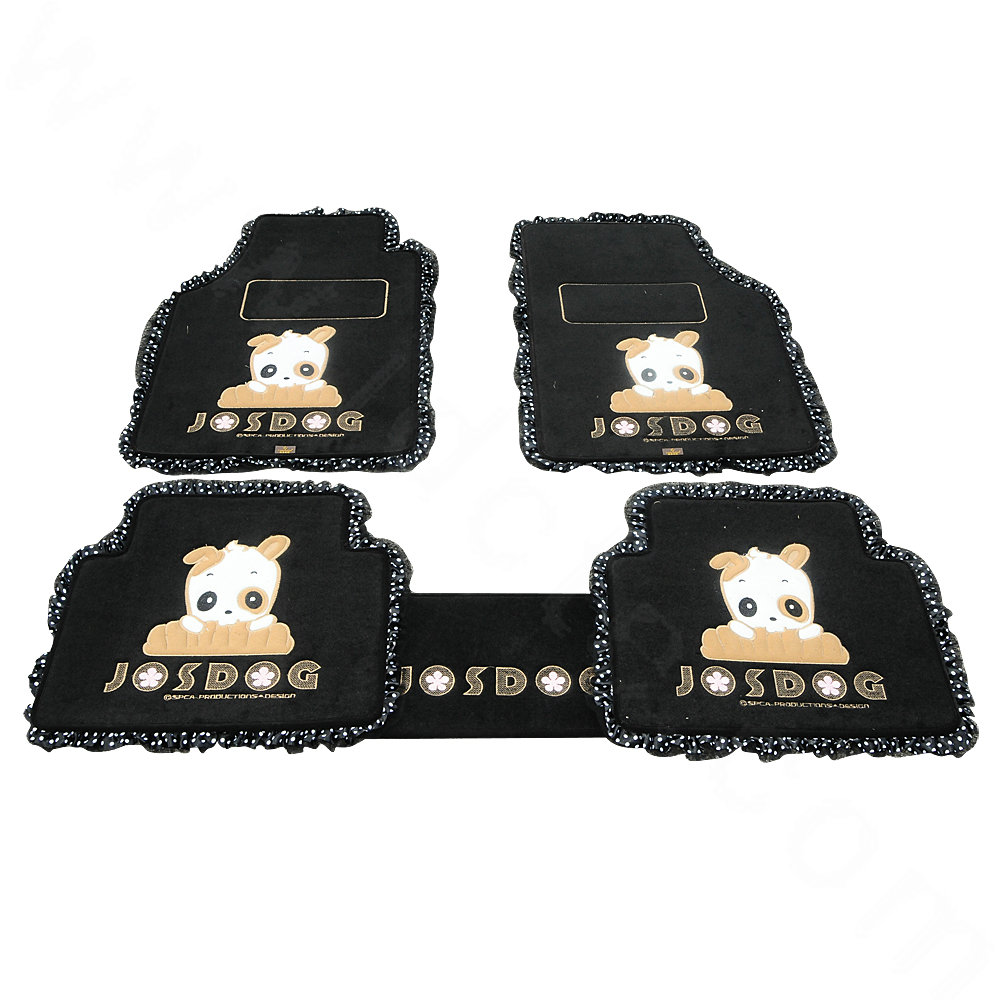 Sale Embroidered Lace Universal Factory Carpet Josdog Car Floor Mats Plush 5pcs Sets For Girls - Black