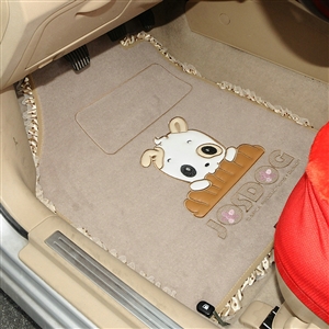 Sale Lace Universal Front Rear Carpet Chihuahua Car Floor Mats Plush 5pcs Sets For Girls - Beige