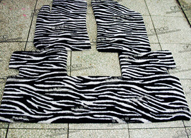 Zebra Print Tailored Trunk Carpet Auto Floor Mats Velvet 3pcs Sets For Mercedes Benz Smart - Black