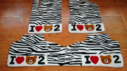 Zebra Print Tailored Trunk Carpet Cars Floor Mats Velvet 3pcs Sets For Mercedes Benz Smart - Black