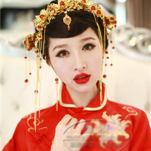 Beautiful Bride Classic Costume Tassel Phoenix Coronet Hair Clasp Cheongsam Married Bridal Hair Accessories Sets