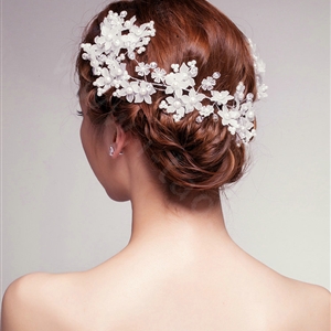 Elegant Flower Crystal Bead Bridal Hairwear Jewelry Wedding Dress Bride Headband Hair Accessories