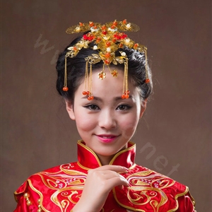 Luxury Bridal Classic Costume Phoenix Coronet Tassel Hair Clasp Cheongsam Wedding Bride Hair Accessories