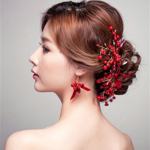 Unique Red Rhinestone Beads Bridal Hair Combs Vintage Wedding Dress Bride Headband Hair Accessories