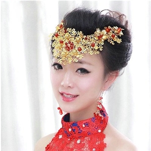 Vintage Bride Agate Beads Flower Hairwear Cheongsam Wedding Headband Bridal Hair Accessories