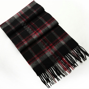 Fashion England Lattice Long Wool Scarf Man Winter Thicken Cashmere Tassels Muffler - Black+Red