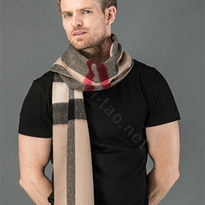 Fashion England Lattice Long Wool Scarf Man Winter Thicken Cashmere Tassels Muffler - Camel+Black