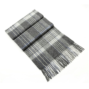 Fashion England Lattice Long Wool Scarf Man Winter Thicken Cashmere Tassels Muffler - Gray