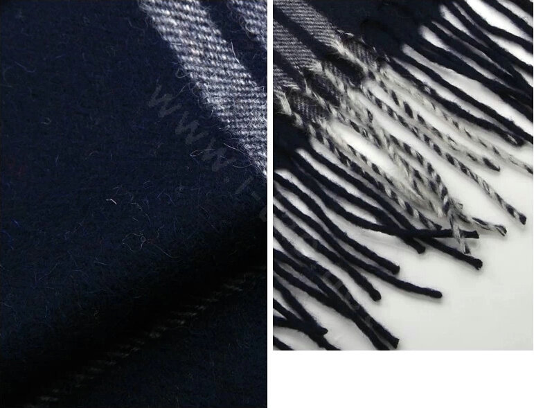 Fashion England Lattice Long Wool Scarf Man Winter Thicken Cashmere Tassels Muffler - Navy Blue