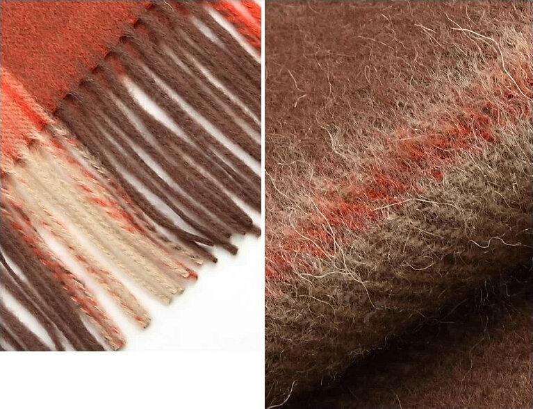 Fashion England Lattice Long Wool Scarf Man Winter Thicken Cashmere Tassels Muffler - Orange