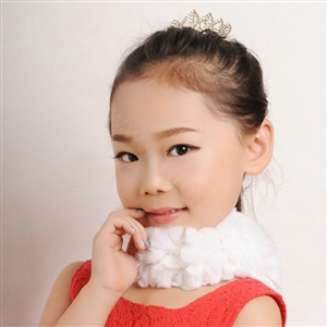 Fashion Kids Knitted Rex Rabbit Fur Scarf Children Winter Thicken Baby Neck Wrap Fur Collar - White
