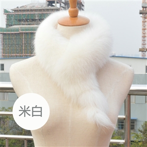 Luxury Classic Short Fox Fur Scarf Women Winter Warm Neck Wrap Fox Fur Collar - Off-white