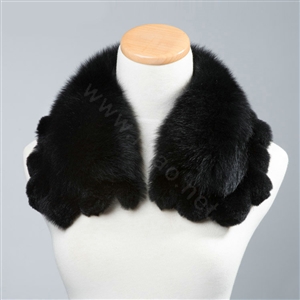 Luxury Short Fox Fur Scarf Women Winter Warm Neck Wrap Rex Rabbit Fur Collar - Black