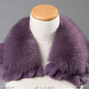 Luxury Short Fox Fur Scarf Women Winter Warm Neck Wrap Rex Rabbit Fur Collar - Light Purple