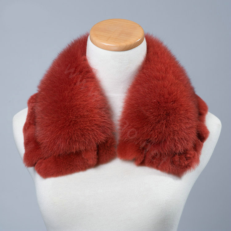 Luxury Short Fox Fur Scarf Women Winter Warm Neck Wrap Rex Rabbit Fur Collar - Orange