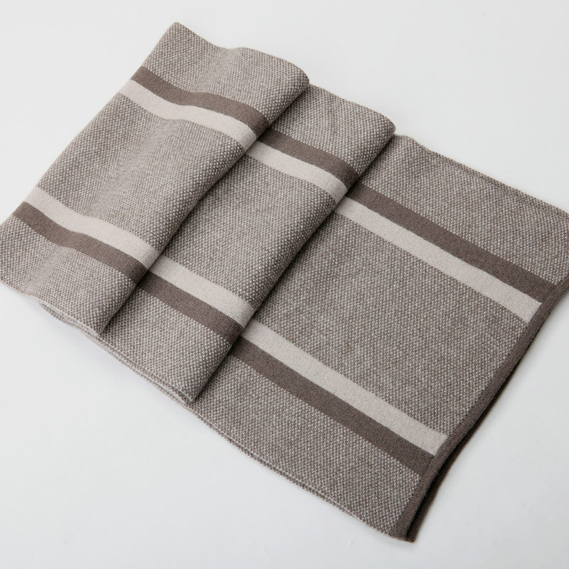 Top Grade Long Britain Stripe Wool Scarf Man Winter Thicken Cashmere Knitting Muffler - Brown