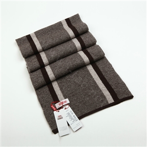 Top Grade Long Britain Stripe Wool Scarf Man Winter Thicken Cashmere Knitting Muffler - Coffee
