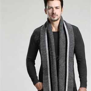 Top Grade Long Britain Stripe Wool Scarf Man Winter Thicken Cashmere Knitting Muffler - Dark Gray