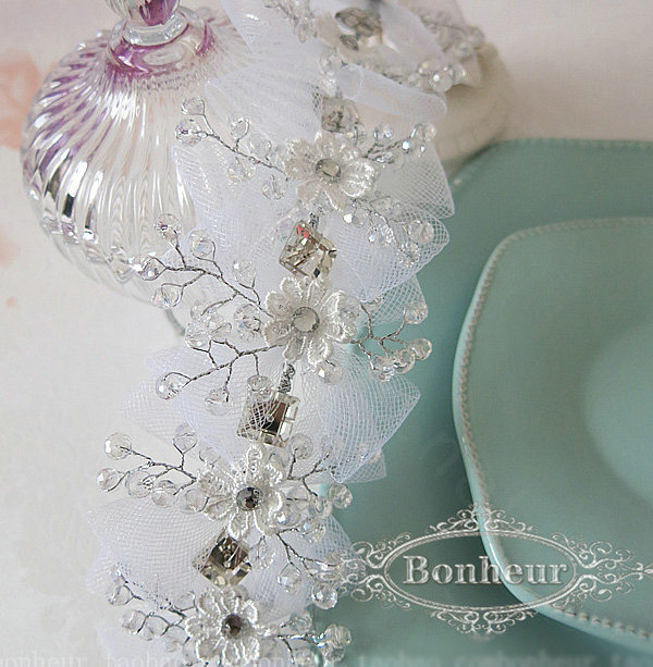 Beautiful Crystal beads Bridal Hairwear Lace Flower Hair Hoop Wedding Hair Accessories