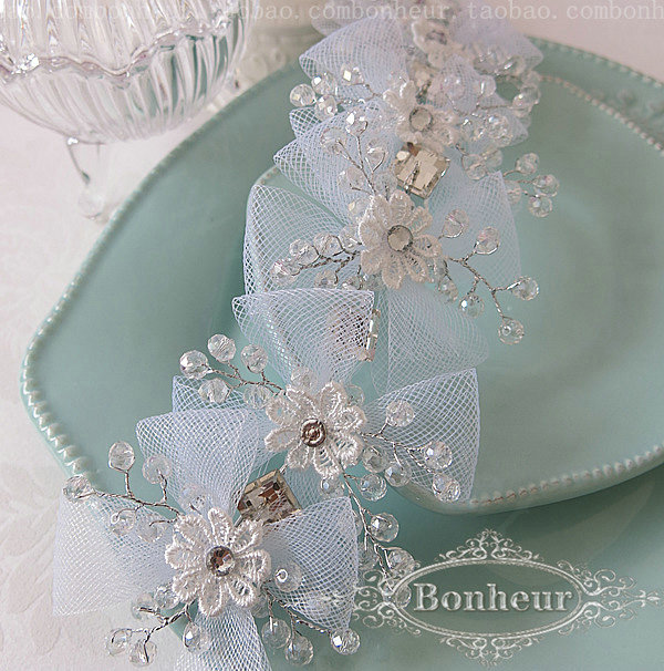 Beautiful Crystal beads Bridal Hairwear Lace Flower Hair Hoop Wedding Hair Accessories