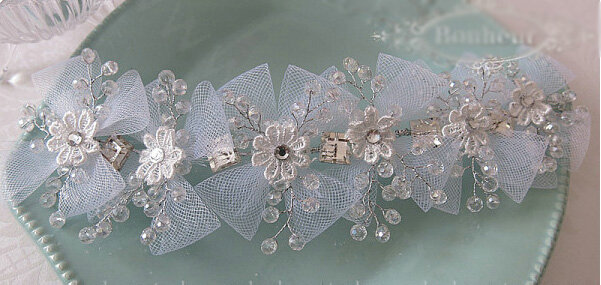 Beautiful Crystal beads Bridal Hairwear Lace Flower Hair Hoop Wedding Hair Accessories