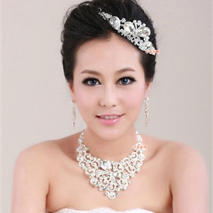 Beautiful Wedding Jewelry Sets for Bridal Crystal Butterfly Tiara & Earrings & Rhinestone Necklace
