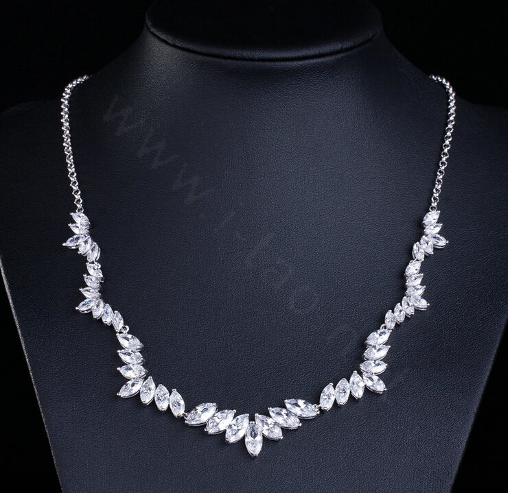 Classic Banquet Wedding Jewelry Sets Crown Diamond Earrings & Bridal Zircon Statement Necklace