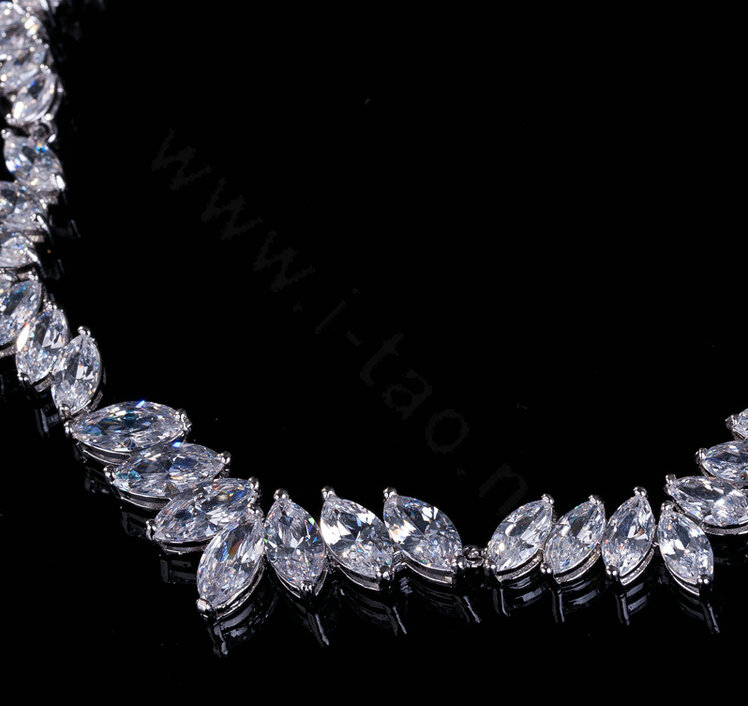 Classic Banquet Wedding Jewelry Sets Crown Diamond Earrings & Bridal Zircon Statement Necklace