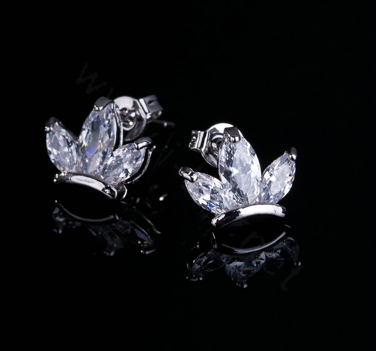Classic Banquet Wedding Jewelry Sets Crown Diamond Earrings & Bridal Zircon Statement Necklace
