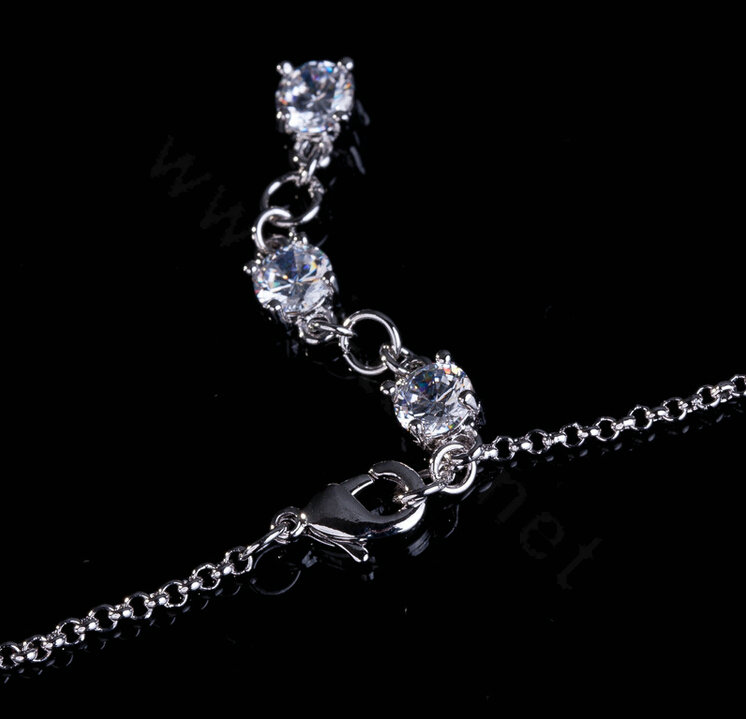 Classic Banquet Wedding Jewelry Sets Water-drop Diamond Flower Earrings & Bridal Zircon Pendant Necklace