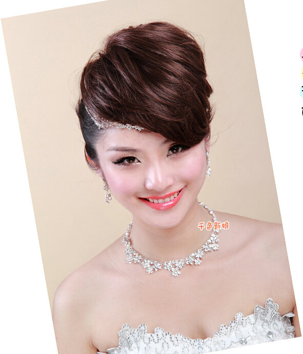 Classic Wedding Banquet Jewelry Sets for Bridal Crystal Flower Tiara & Earrings & Necklace