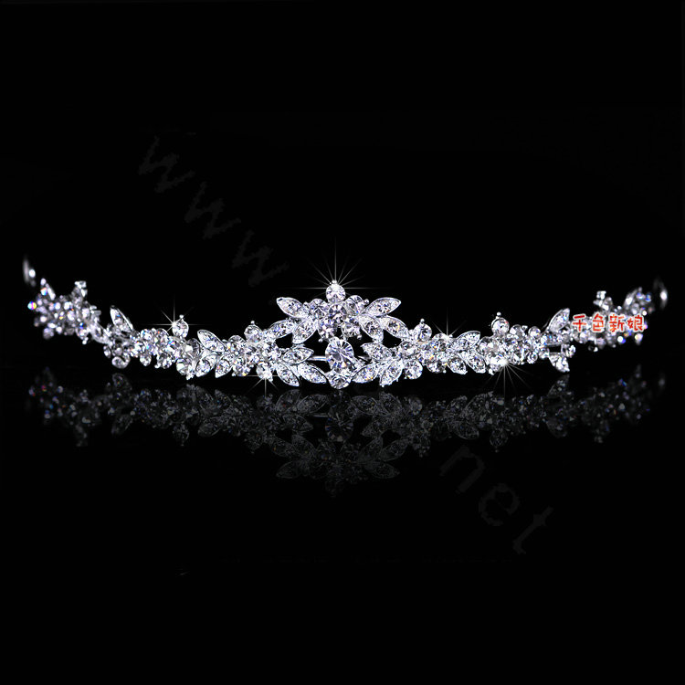 Classic Wedding Banquet Jewelry Sets for Bridal Crystal Flower Tiara & Earrings & Necklace