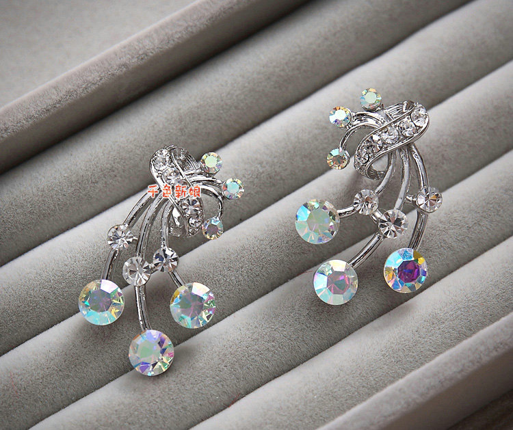 Classic Wedding Bridal Accessories Elegant Flower Crystal Necklace Earrings Sets