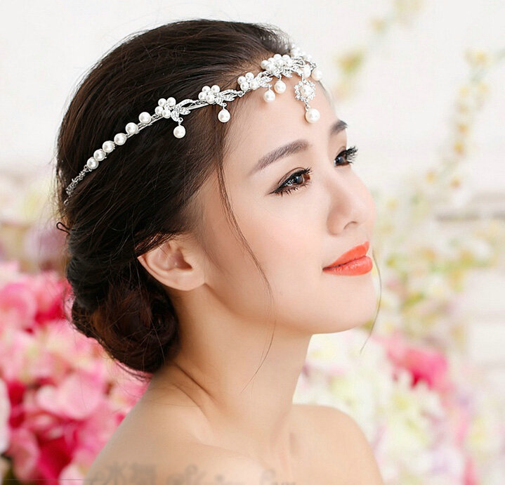 Classic Wedding Jewelry Flower Crystal Pearl Tiaras Bridal Rhinestone Crown Hair hoop Accessories
