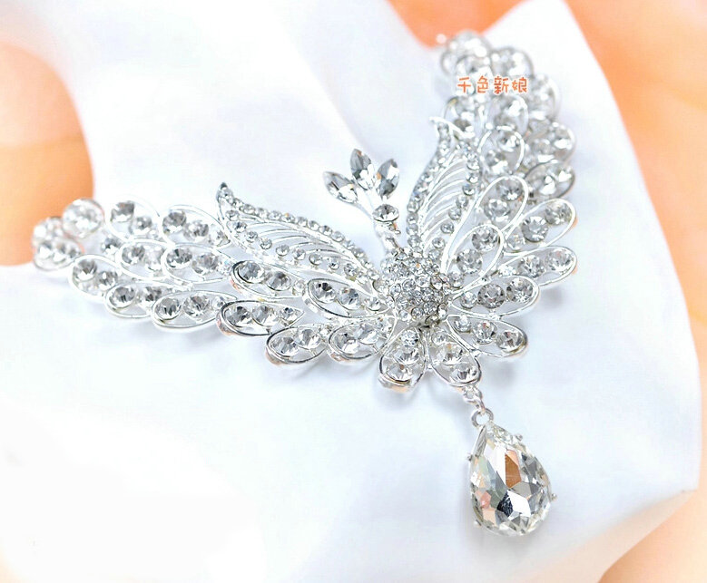 Classic Wedding Jewelry Set for Bridal Crystal Hollow Phoenix Tiara & Earrings & Necklace Sets