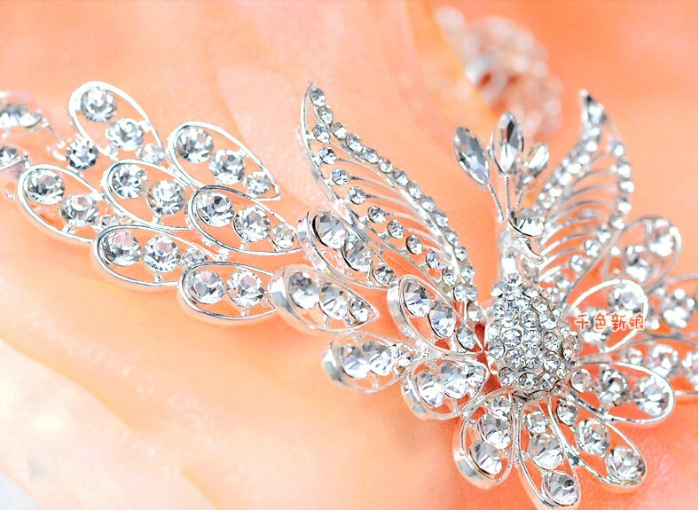 Classic Wedding Jewelry Set for Bridal Crystal Hollow Phoenix Tiara & Earrings & Necklace Sets