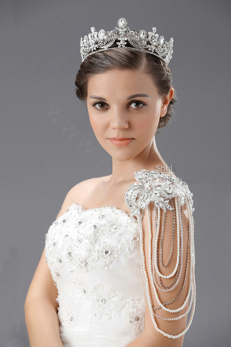 Elegant Wedding Jewelry Crystal Large Ring Flower Tiaras Bridal Rhinestone Crown Hair Accessories