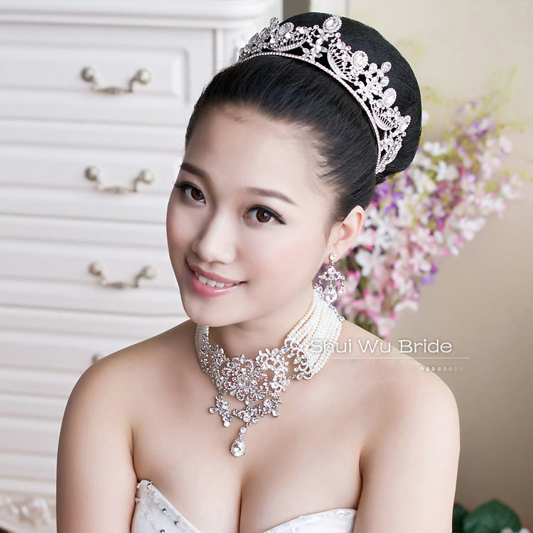 Elegant Wedding Jewelry Crystal Large Ring Flower Tiaras Bridal Rhinestone Crown Hair Accessories