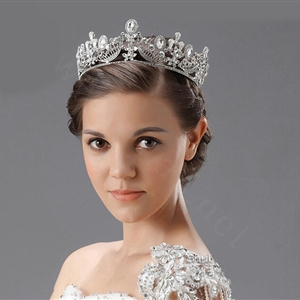 Elegant Wedding Jewelry Crystal Large Ring Flower Tiaras Bridal Rhinestone Crown Hair Accessories