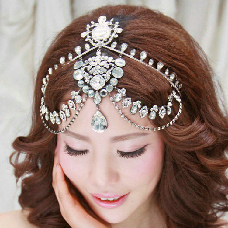Elegant Wedding Jewelry Crystal Tassel Tiaras Bridal Rhinestone Headband Hair Accessories