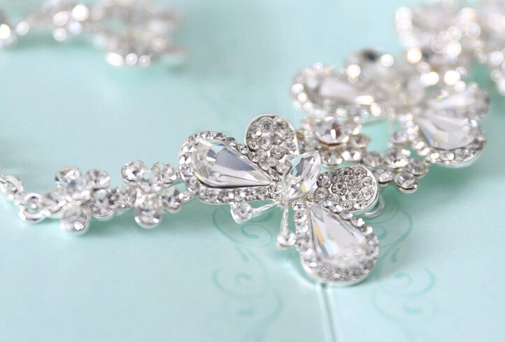 Fashion High Quality Wedding Jewelry Sets Butterfly Crystal Earrings & Bridal Pendant Necklace