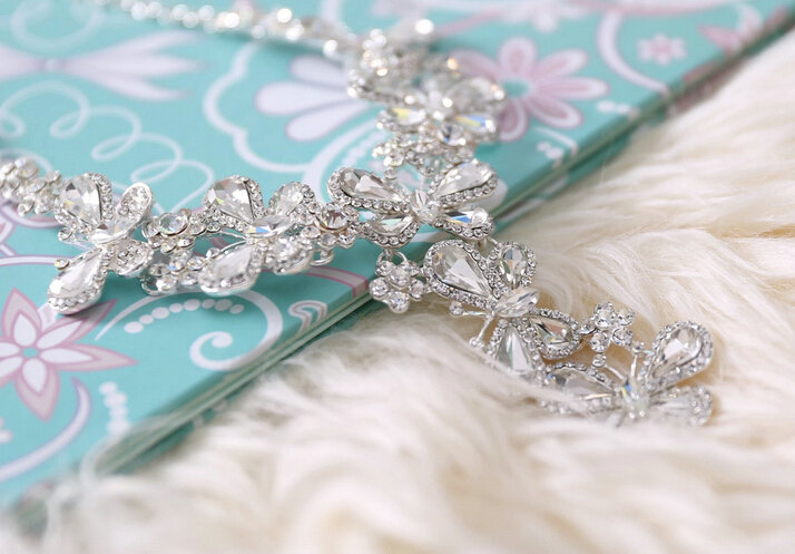 Fashion High Quality Wedding Jewelry Sets Butterfly Crystal Earrings & Bridal Pendant Necklace