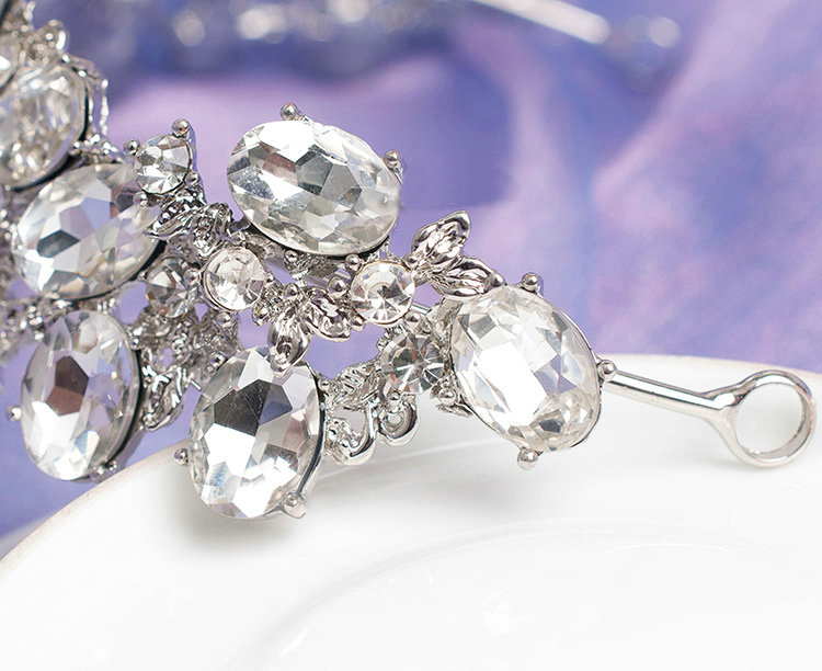 Fashion Unique Wedding Jewelry Sets Flower Crystal Tiara & Earrings & Bridal Tassel Necklace