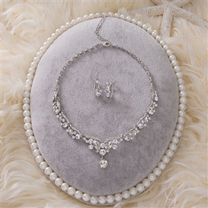High Quality Fashion Wedding Banquet Jewelry Sets Crystal Stud Earrings & Bridal Necklace