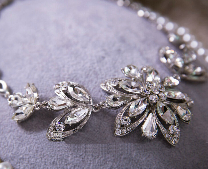 High Quality Fashion Wedding Banquet Jewelry Sets Flower Crystal Earrings & Bridal Necklace